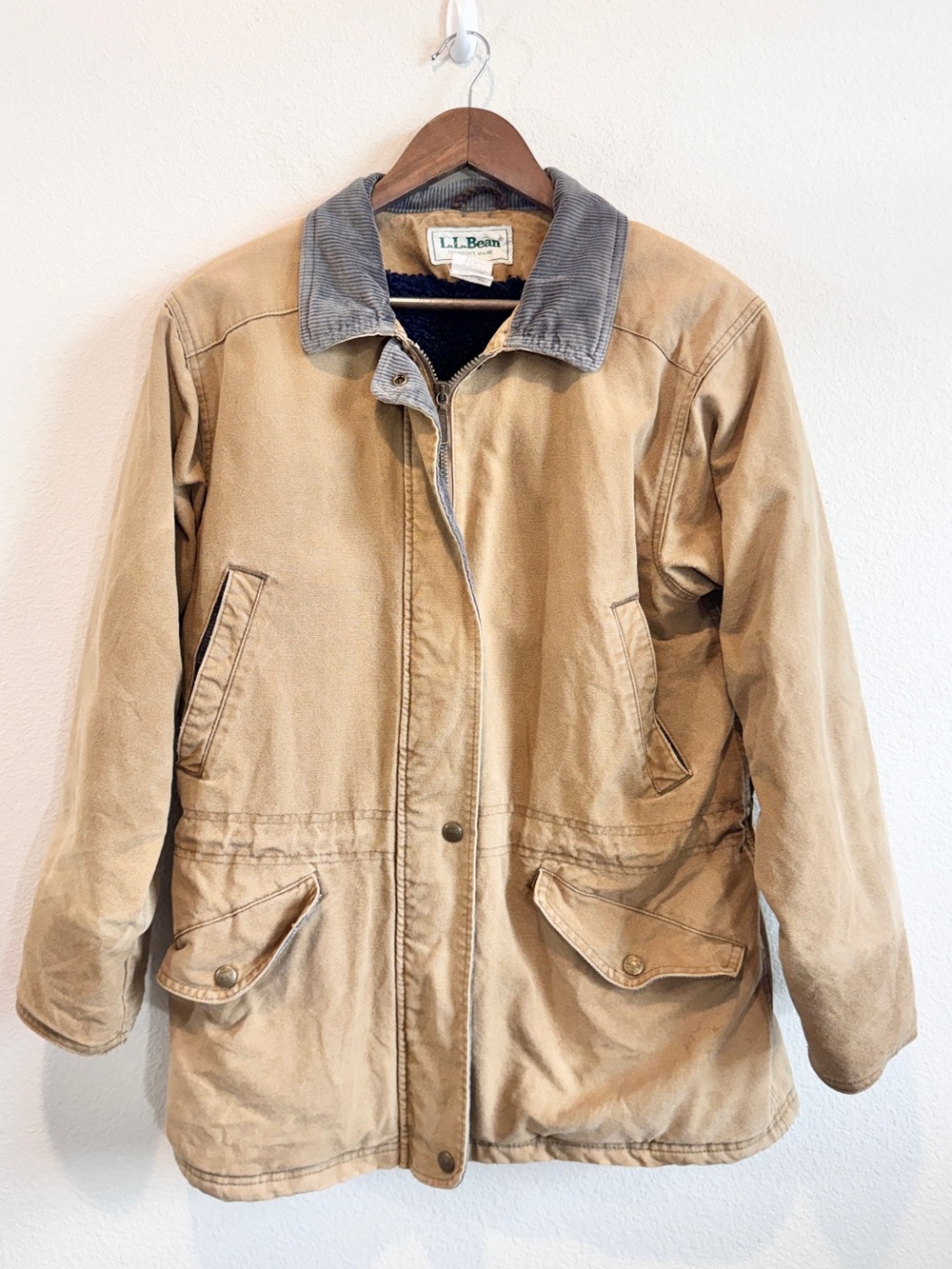 L.L.Bean Vintage Barn Coat Womens L Fleece Lined Chore Jacket Workwear USA J26